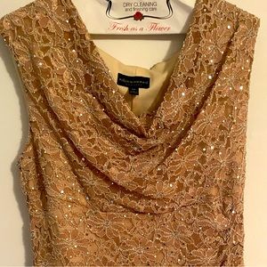 Sparkly cream dress with beautiful lace.